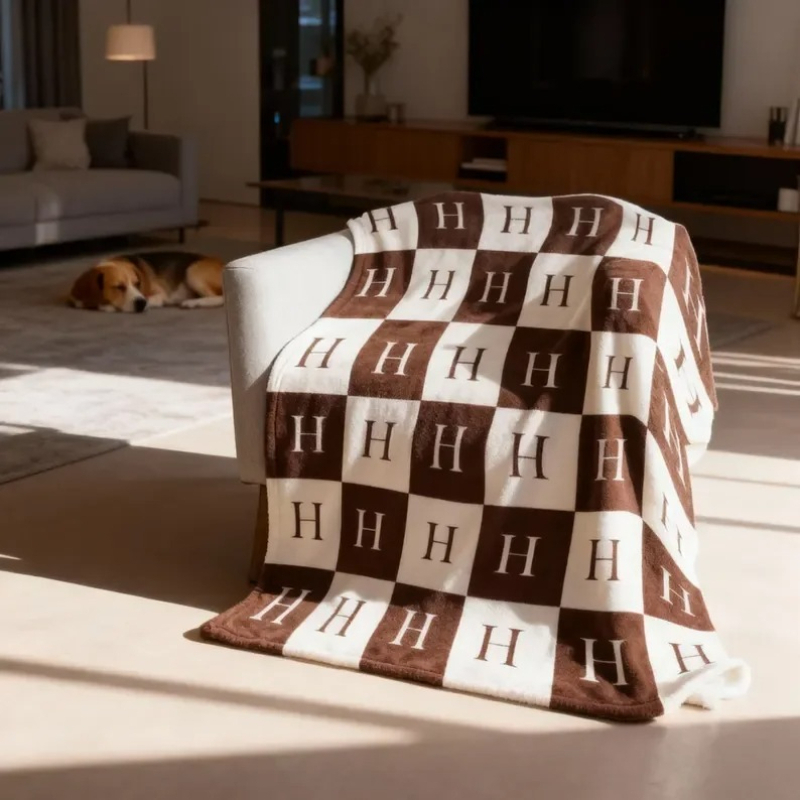 Grid Letter Blanket Plush Blan - Cashmere Throw Blanket avaliação e preço