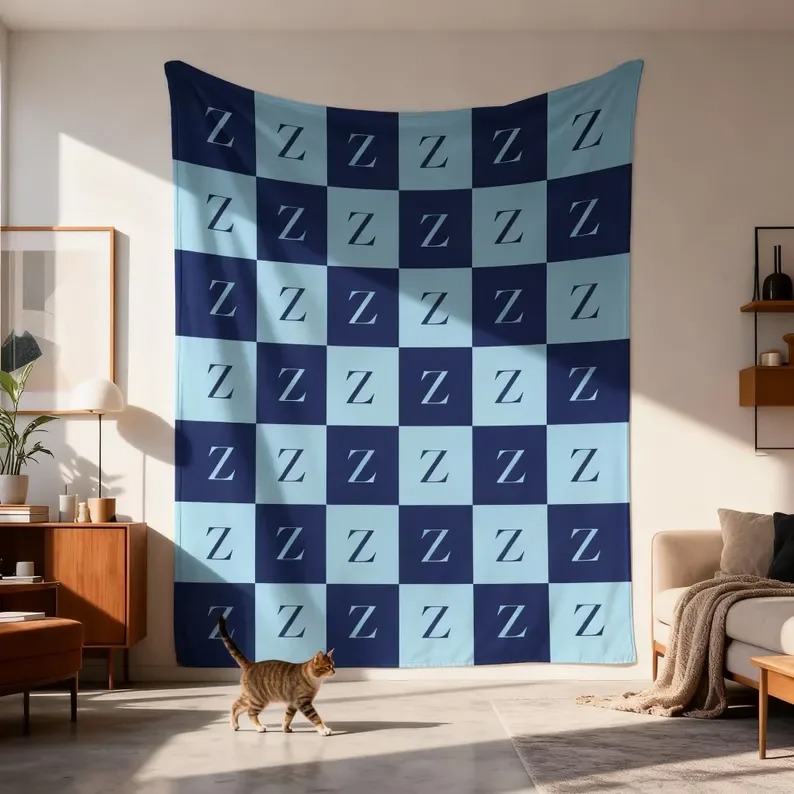 Grid Letter Blanket Plush Blan - Cashmere Throw Blanket avaliação e preço