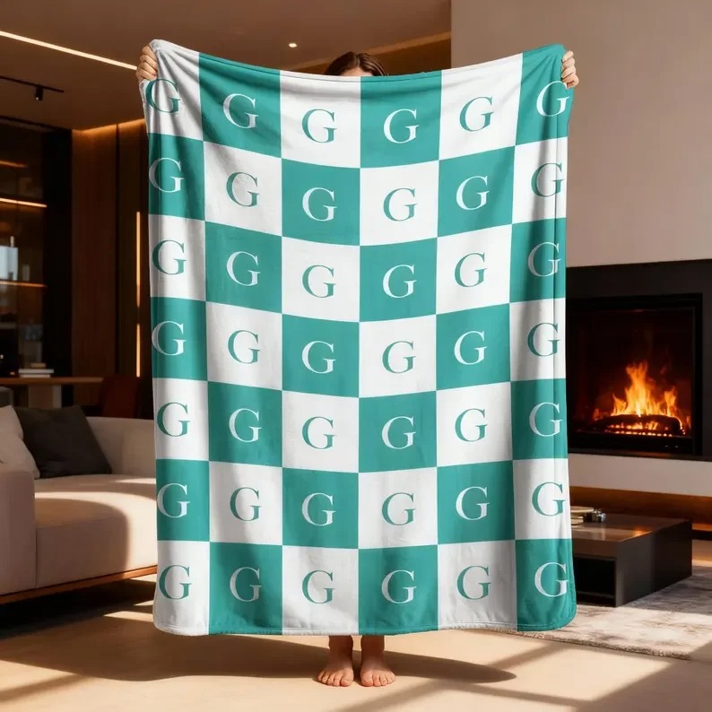 Grid Letter Blanket Plush Blan - Cashmere Throw Blanket avaliação e preço