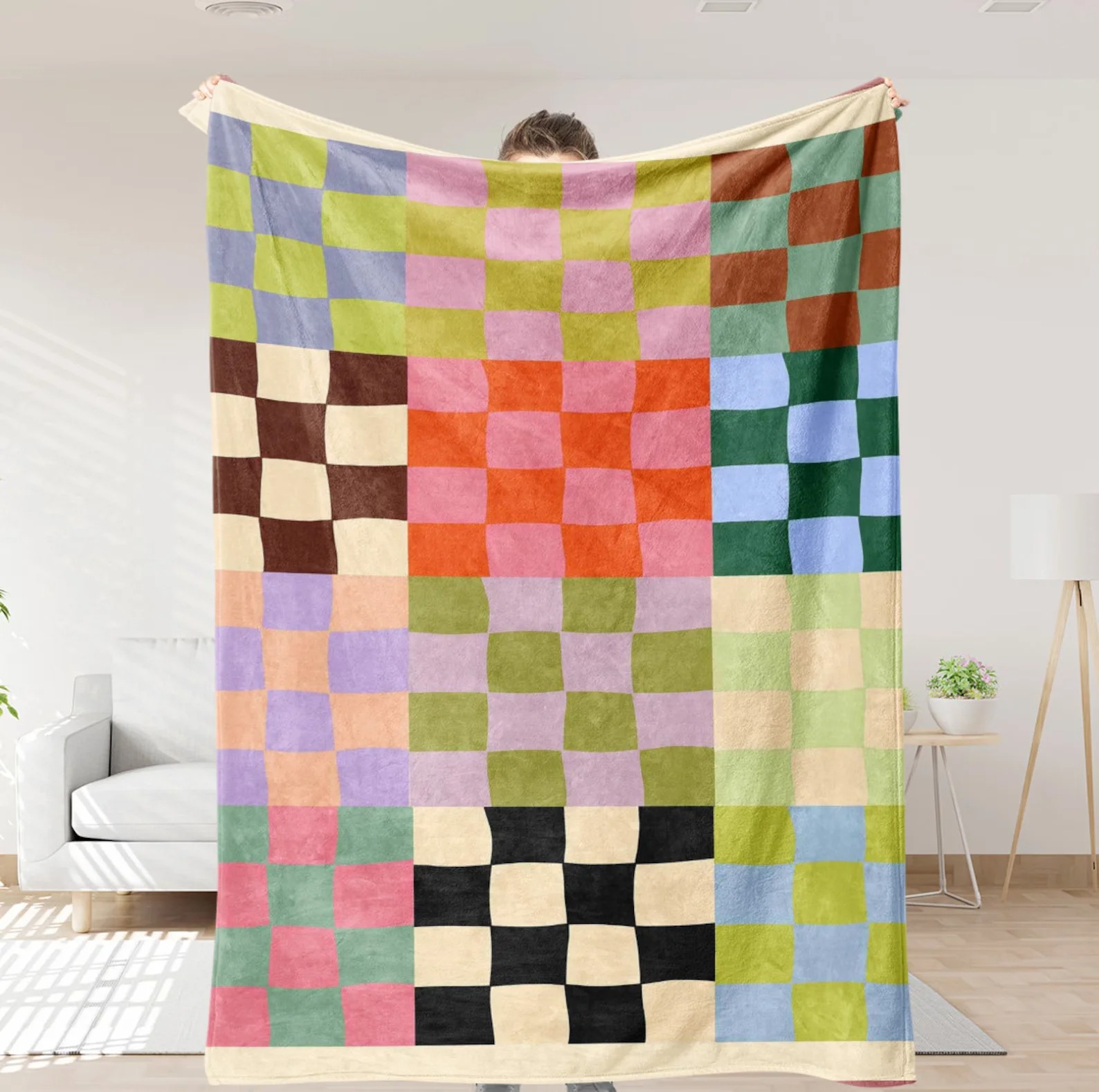 Grid Letter Blanket Plush Blan - Cashmere Throw Blanket avaliação e preço