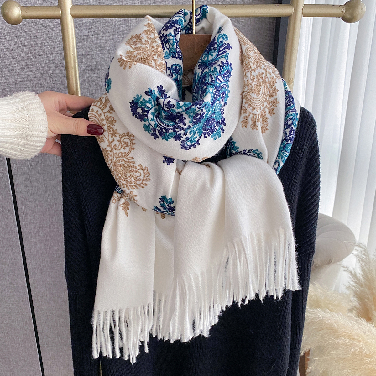 Women Fashion Winter Warm Cash - Cashmere Throw Blanket avaliação e preço