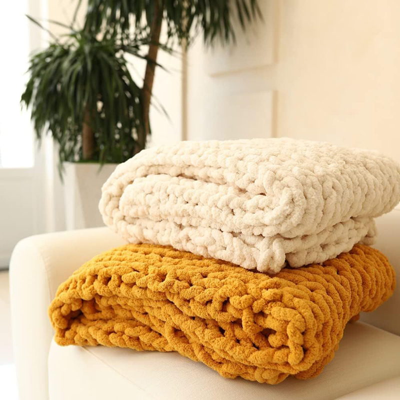 Hand Chunky Knitted Blanket Th - Cashmere Throw Blanket avaliação e preço