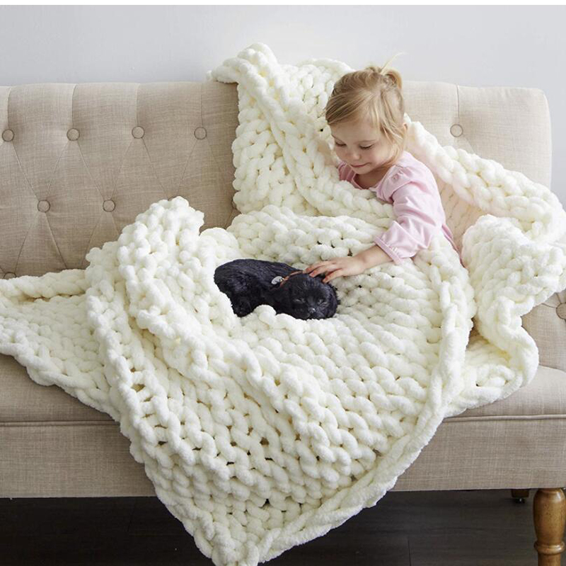 Hand Chunky Knitted Blanket Th - Cashmere Throw Blanket avaliação e preço