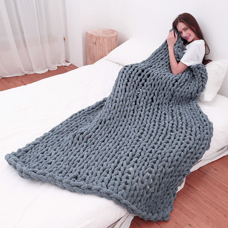 Hand Chunky Knitted Blanket Th - Cashmere Throw Blanket avaliação e preço