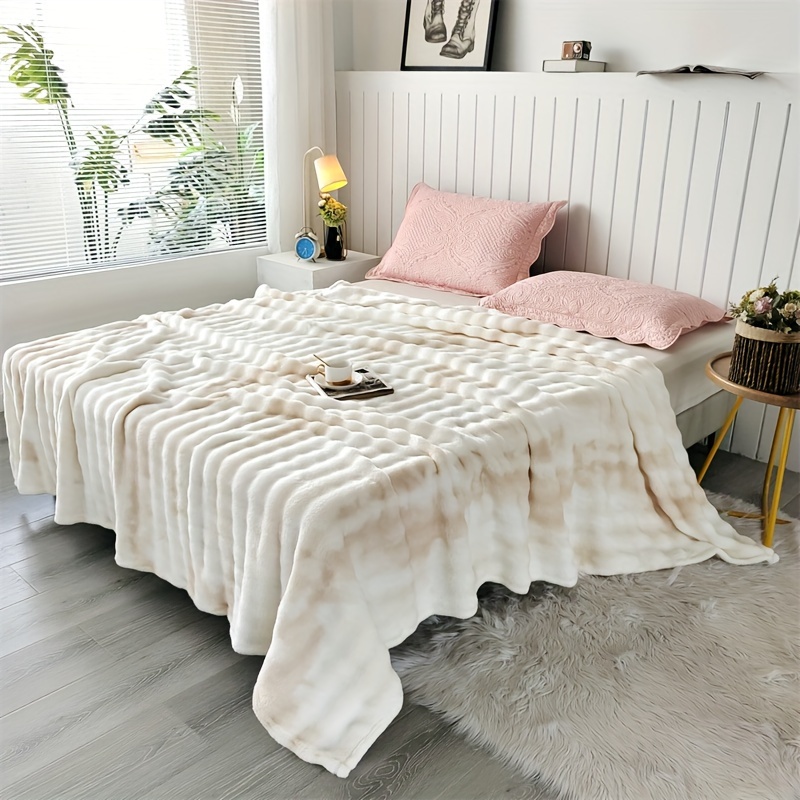 Luxurious Faux Rabbit Fur Bed  - Cashmere Throw Blanket avaliação e preço